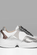 Zapatillas Gem Flow Blanco Gris Plata Peltre Metalizado