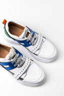 Zapatillas deportivas con correa de gemas, color blanco, plata, verde, azul y rojo, con tachuelas metalizadas