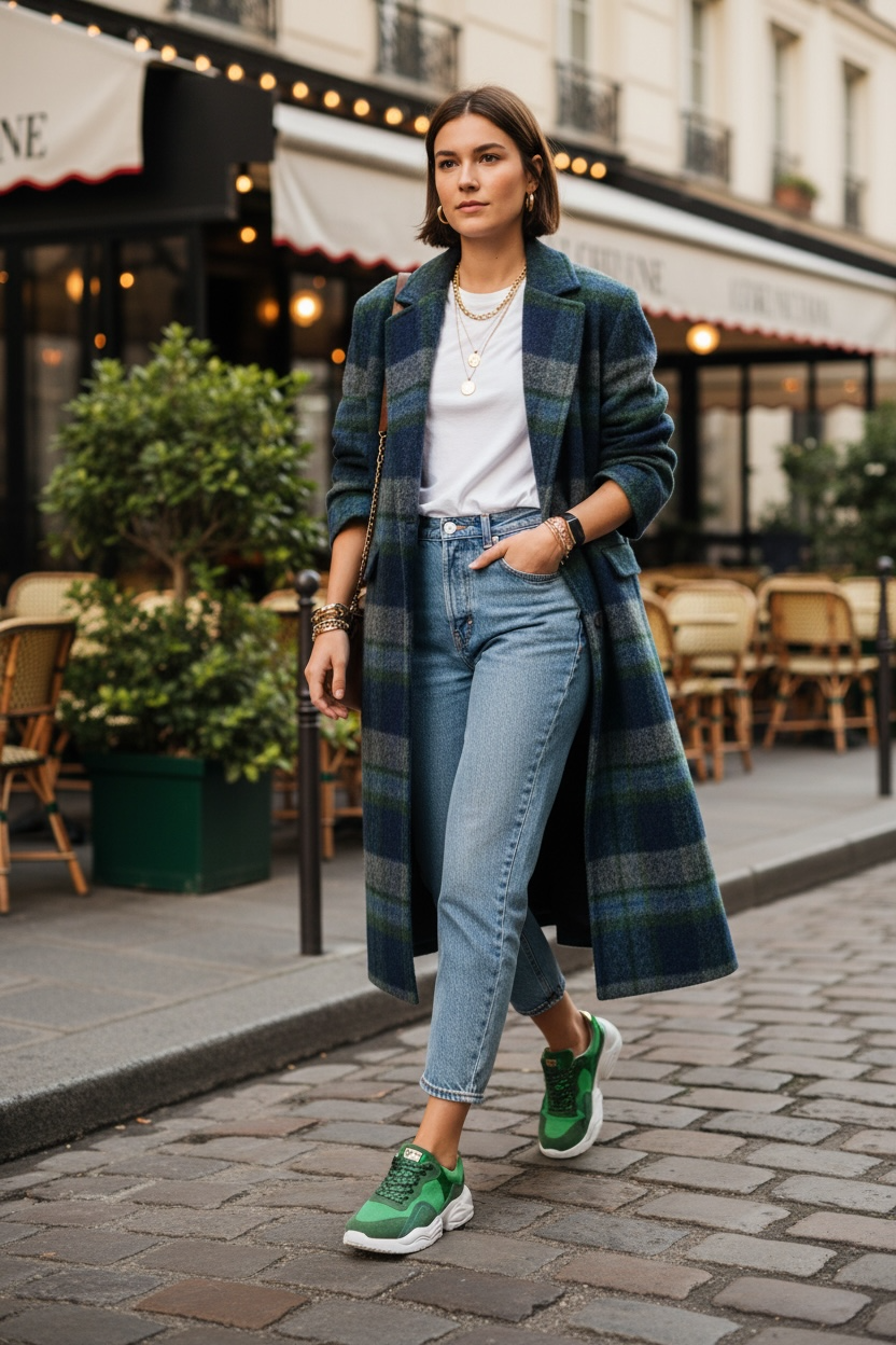 Sneakers Gem Flow Green Gold Metalized