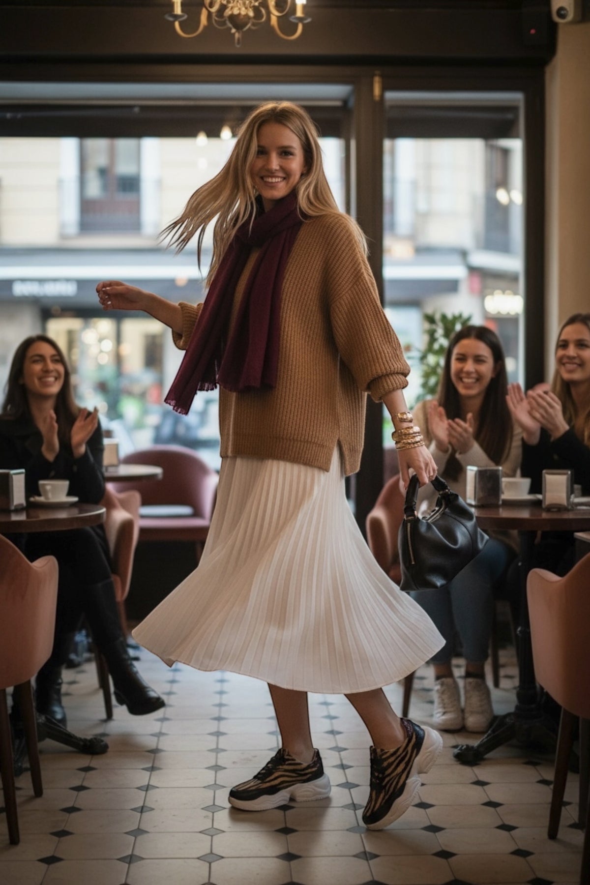 Sneakers Gem Pane Black Brown Bordeaux Animal Print