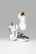 Zapatillas Gem Flow Blanco Gris Plata Peltre Metalizado